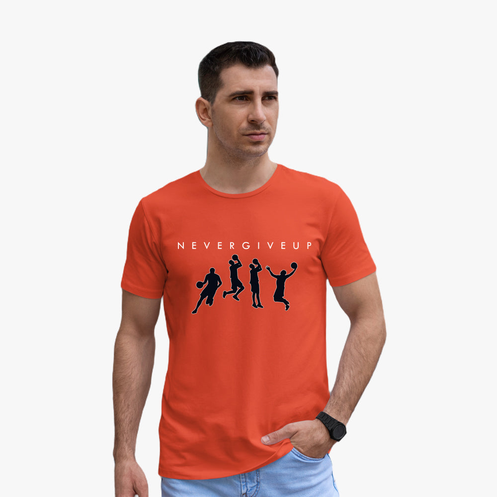 Never give up graphic t-shirt for men