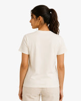 Suvin Gold Cotton Plain T-shirt for Women Off white