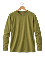 Olive Green Suvin Gold cotton full sleeve T-shirt for men in premium soft cotton