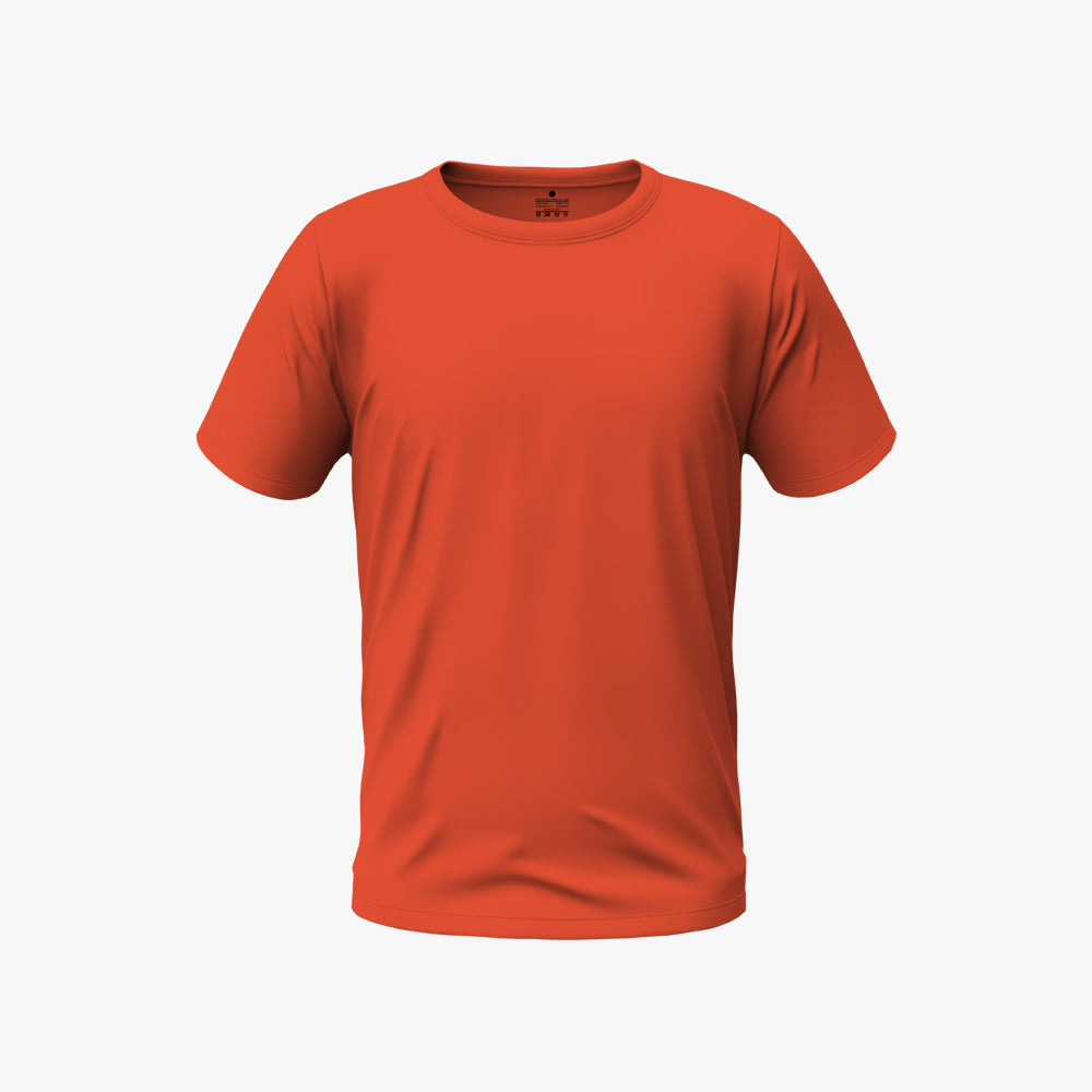 Organic Cotton Round Neck Plain T-Shirt Tangerine Tango