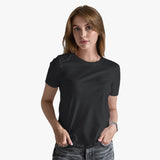 Polycotton Round Neck Plain T-shirt - Black - model