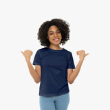 Polycotton Short Sleeve Round Neck T-Shirt - Navy blue - model 1