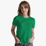 Polycotton Women Plain T-Shirt - Green - model