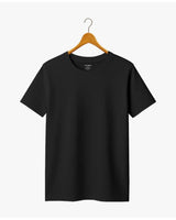 A plain black short-sleeve Supima Cotton crewneck t-shirt for Men