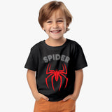 black cotton spider t shirt for kids boys graphic tee