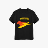 supima cotton Black t-shirt with 'SUPERDAD' and superhero graphic t shirt with super dad