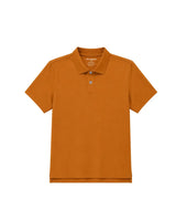 A Supima Cotton short-sleeve polo shirt in a warm burnt orange color, featuring a classic collar and a two-button placket, shown flat against a plain white background.