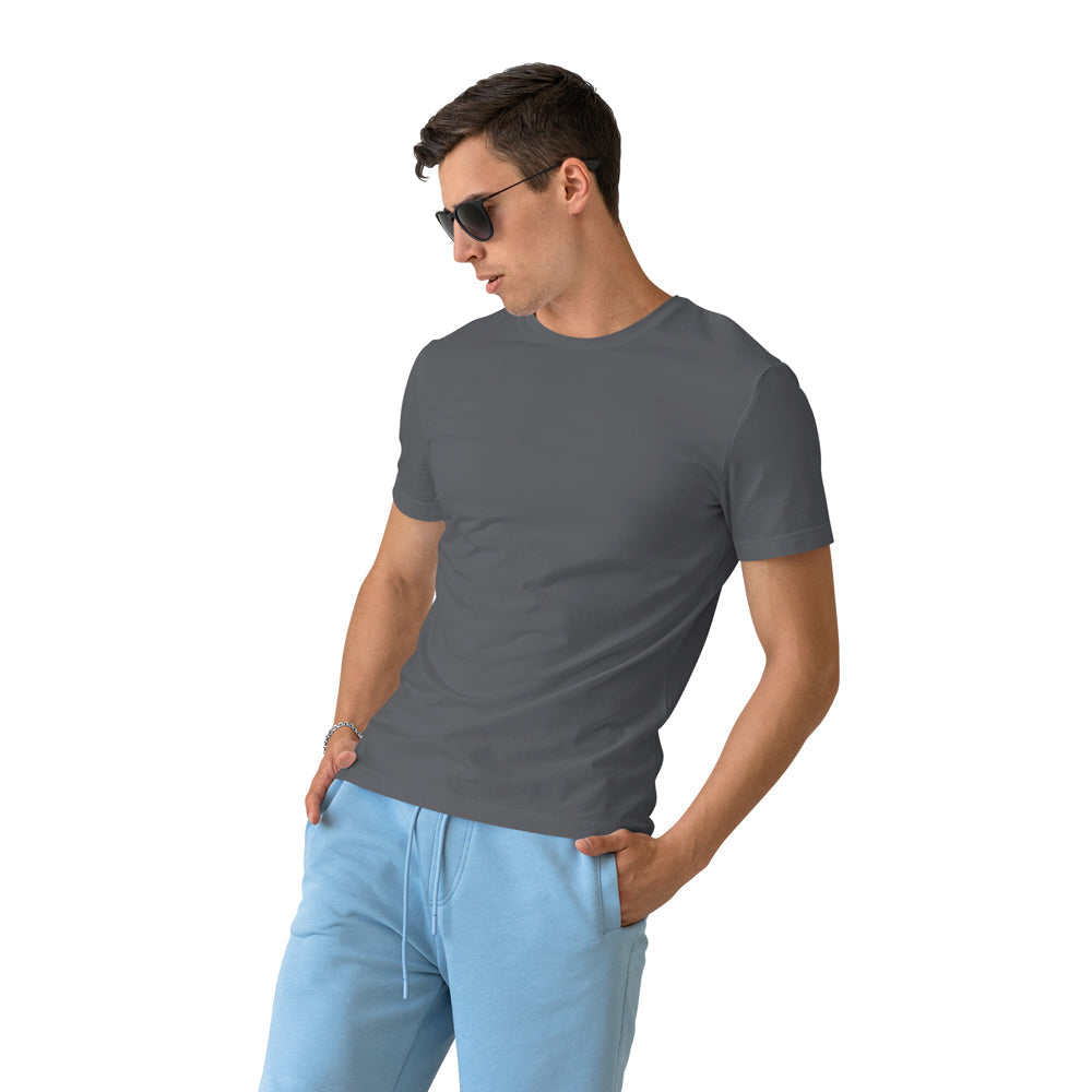 Suvin Cotton t shirt Regular Fit Half Sleeve Men T-Shirt - Grey - model