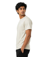 Suvin Gold Cotton Plain T-Shirt For Men off white with Model