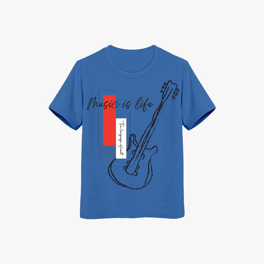 Music is life printed Organic cotton Boys T-Shirt