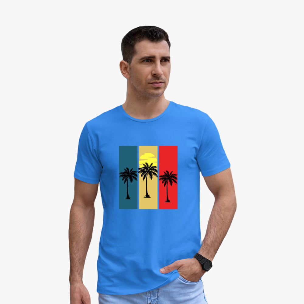Vintage Sunset Print - Organic Cotton Regular Fit T-Shirt for Men's