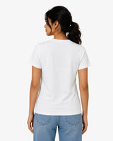100% Suvin Gold Cotton Pure White T-Shirt for Women MOdel Image