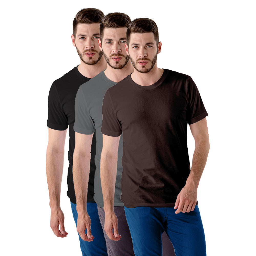 Premium Crew Neck Plain Tees 3 Piece Combo with model