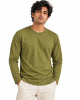  man wearing Olive Green Suvin Gold cotton full sleeve T-shirt