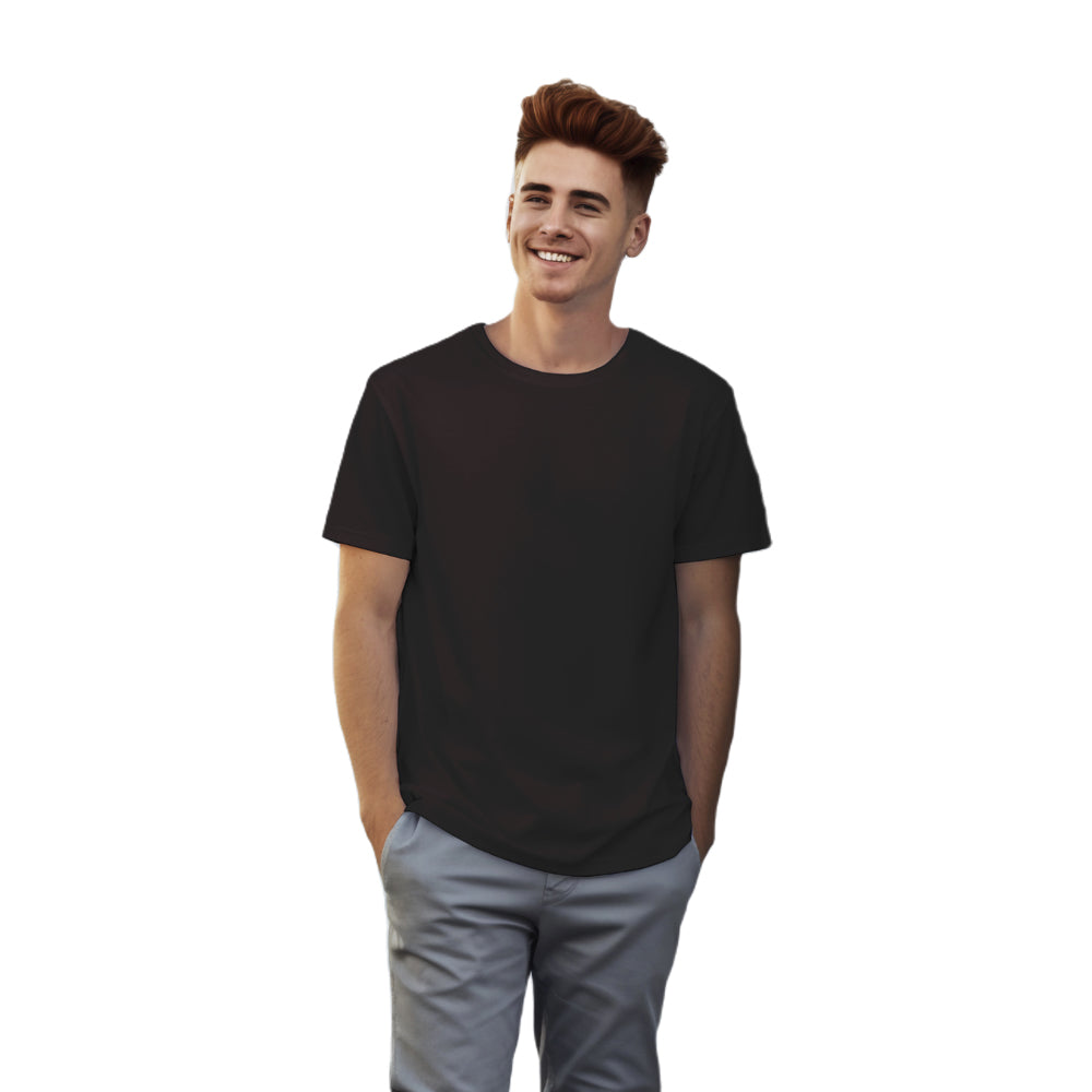 Supersoft Cotton Crew neck black T-shirt with model