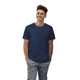 Supersoft Cotton Crew neck navyblue T-shirt with model 