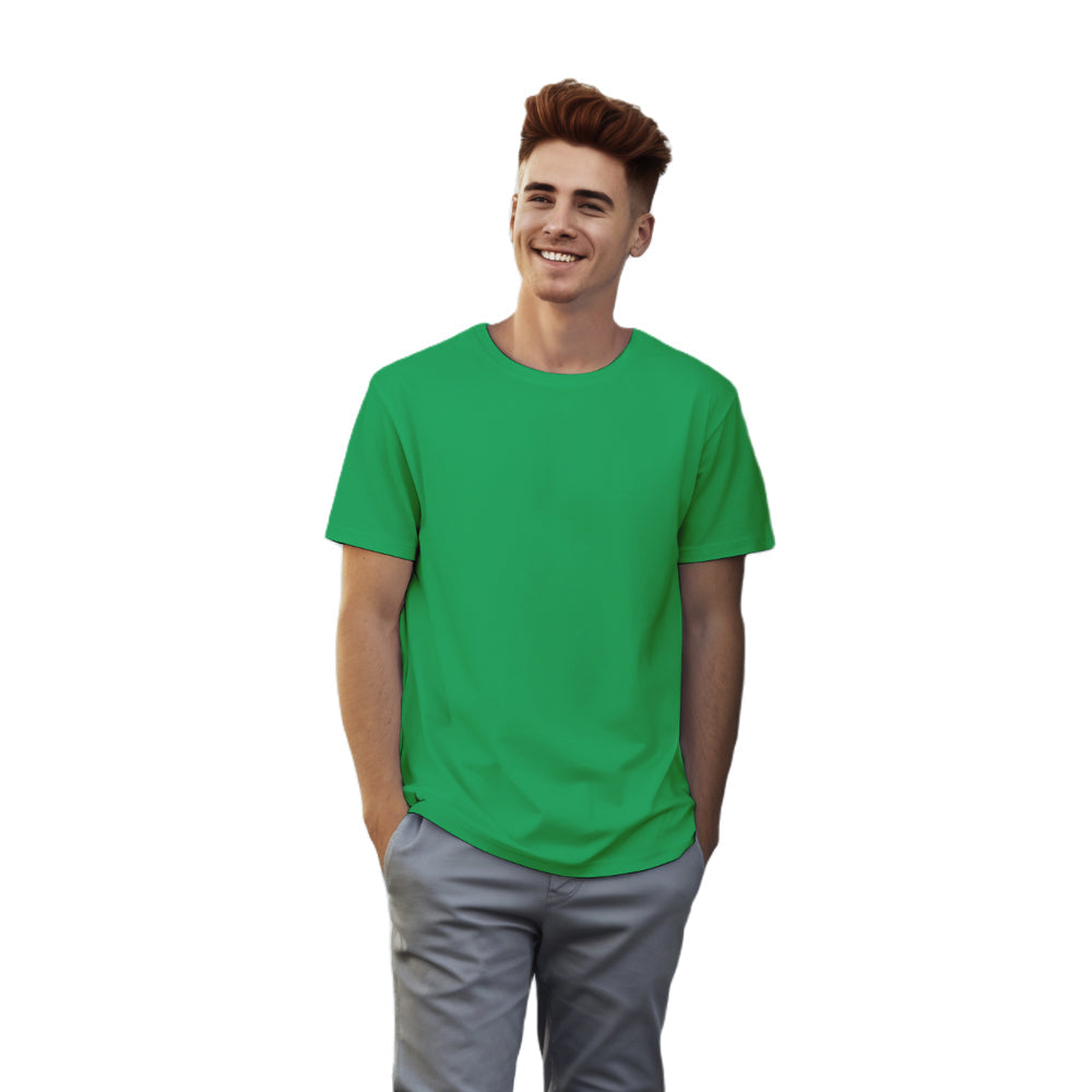 Supersoft Cotton Crew neck green T-shirt with model