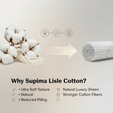 Supima Lisle Cotton with text highlighting its features on a light background