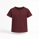Maroon suvin gold cotton t-shirt for kids girls on a white background